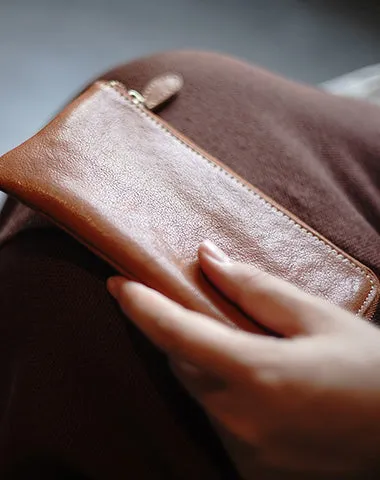 Cute Women Black Zip Leather Wallet Zip Clutch Wallet Slim Zip Wallet For Women