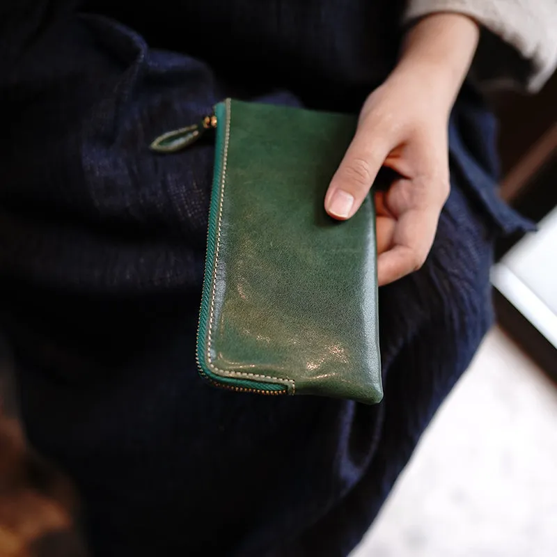 Cute Women Black Zip Leather Wallet Zip Clutch Wallet Slim Zip Wallet For Women