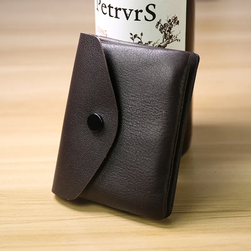 Cute Women Blue Leather Mini Billfold Wallet Handmade Coin Wallets Slim Change Wallets For Women