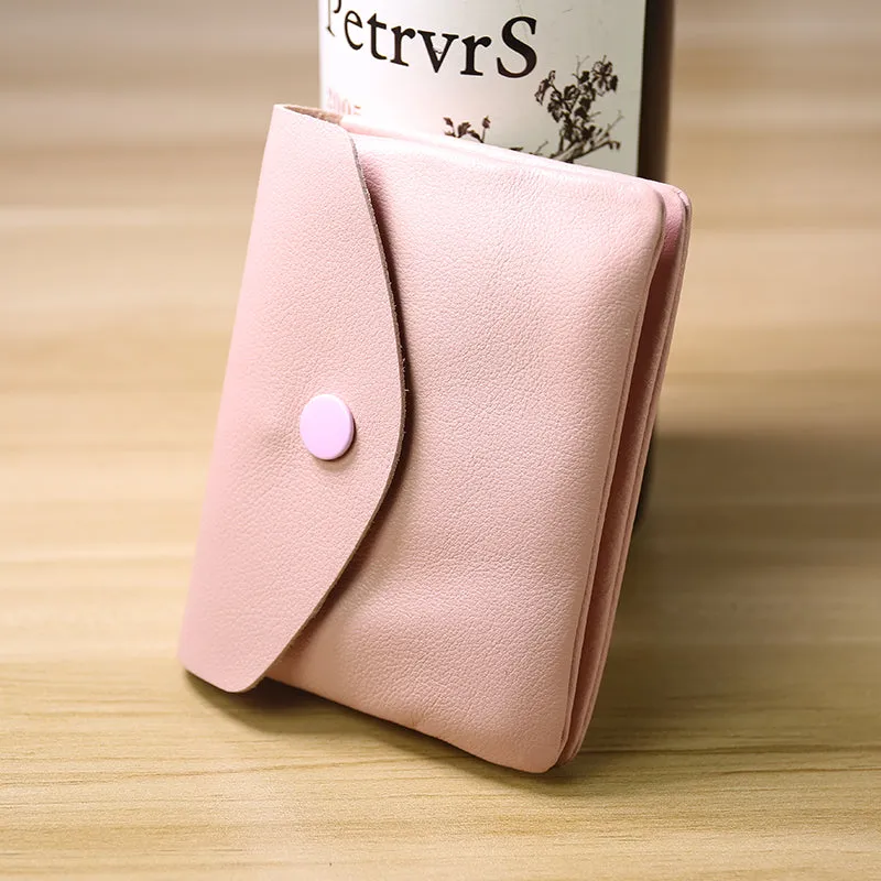 Cute Women Blue Leather Mini Billfold Wallet Handmade Coin Wallets Slim Change Wallets For Women