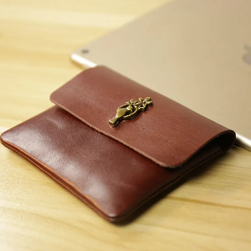Cute Women Brown Leather Mini Coin Wallet Small Change Wallet For Women