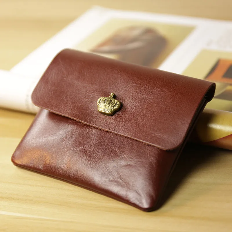 Cute Women Brown Leather Mini Coin Wallet Small Change Wallet For Women