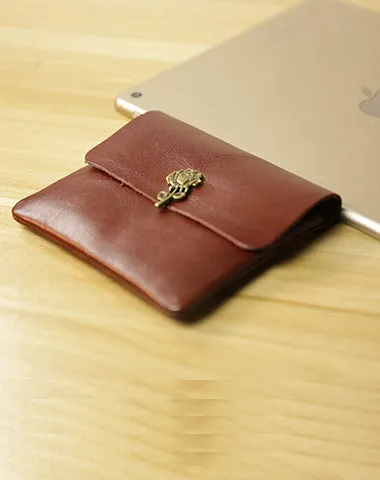 Cute Women Brown Leather Mini Coin Wallet Small Change Wallet For Women
