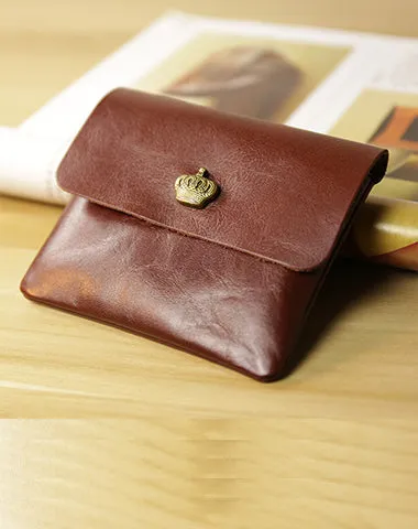 Cute Women Brown Leather Mini Coin Wallet Small Change Wallet For Women
