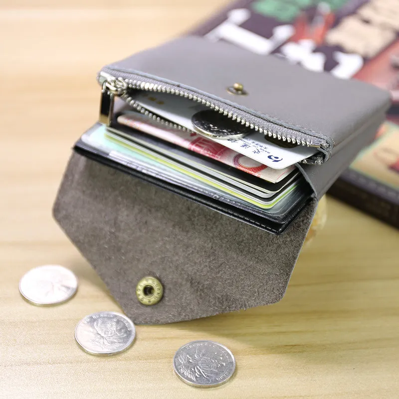 Cute Women Crown Gray Leather Mini Billfold Wallet Coin Wallets Slim Change Wallets For Women