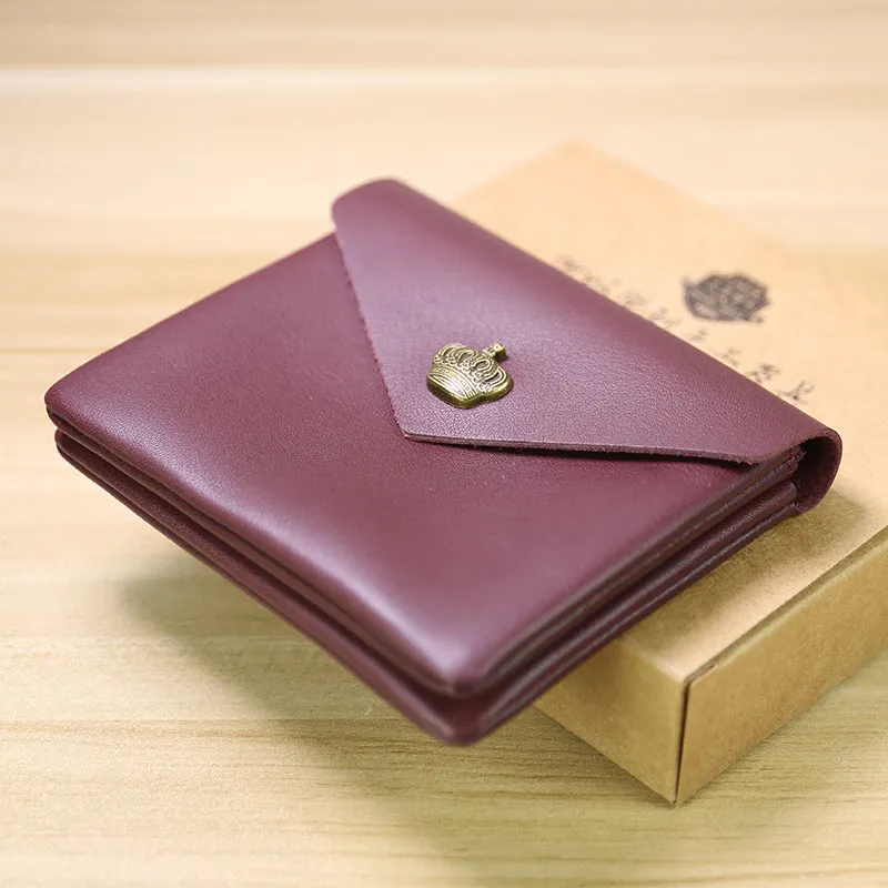 Cute Women Crown Gray Leather Mini Billfold Wallet Coin Wallets Slim Change Wallets For Women