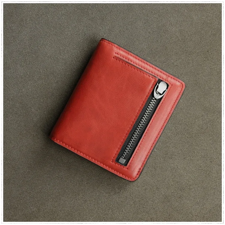 Cute Women Dark Blue Leather Small Bifold Wallet Billfold Wallet with Coin Pocket For Women