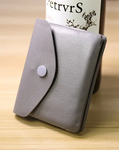 Cute Women Dark Coffee Leather Mini Billfold Wallet Handmade Coin Wallets Slim Change Wallets For Women