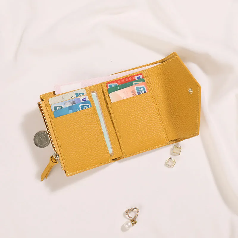 Cute Women Envelope Black Leather Small Wallet Billfold Envelope Small Wallet For Ladies