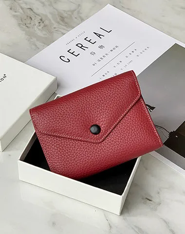 Cute Women Envelope Black Leather Small Wallet Billfold Envelope Small Wallet For Ladies