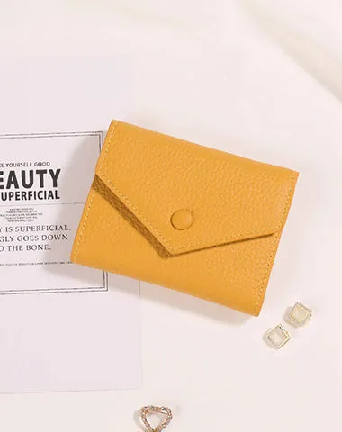 Cute Women Envelope Black Leather Small Wallet Billfold Envelope Small Wallet For Ladies