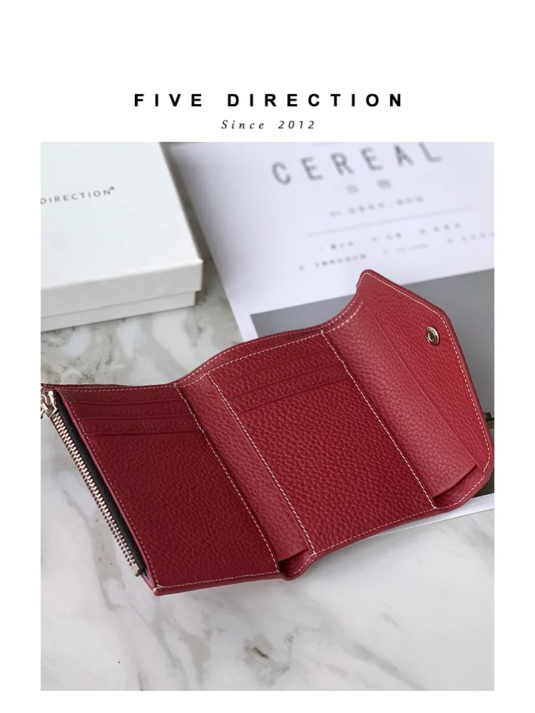 Cute Women Envelope Red Leather Small Wallet Billfold Envelope Small Wallet For Ladies