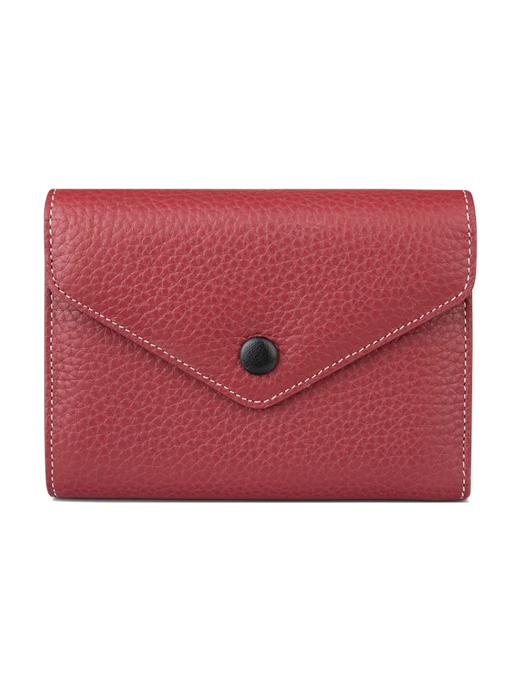 Cute Women Envelope Red Leather Small Wallet Billfold Envelope Small Wallet For Ladies