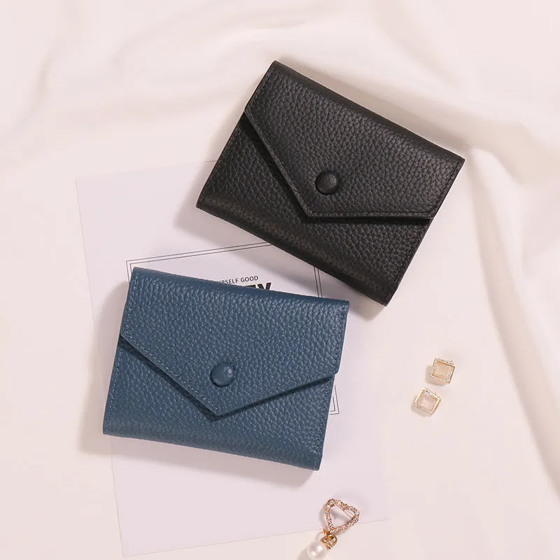 Cute Women Envelope Red Leather Small Wallet Billfold Envelope Small Wallet For Ladies