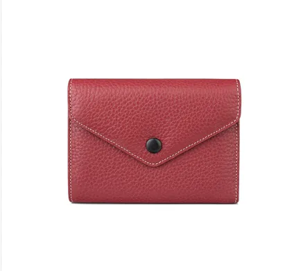Cute Women Envelope Red Leather Small Wallet Billfold Envelope Small Wallet For Ladies