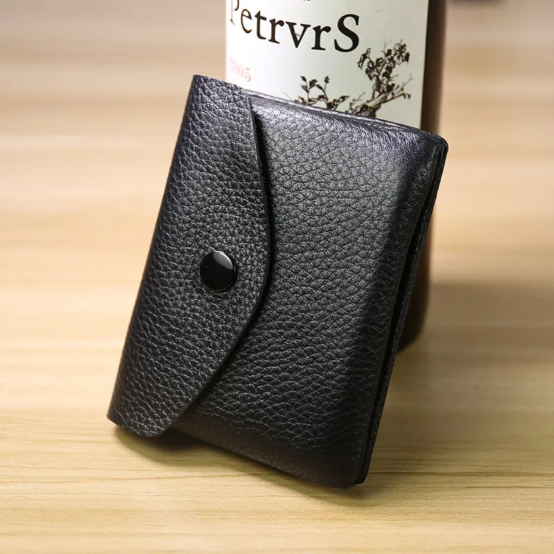 Cute Women Gray Leather Mini Billfold Wallet Handmade Coin Wallets Slim Change Wallets For Women