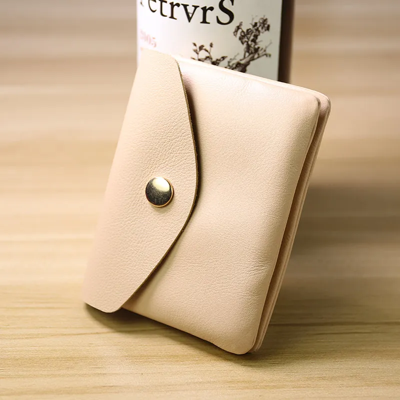 Cute Women Gray Leather Mini Billfold Wallet Handmade Coin Wallets Slim Change Wallets For Women