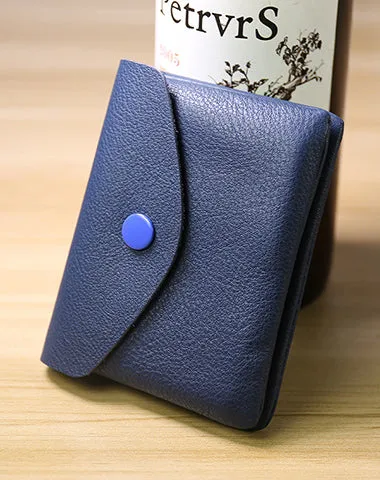 Cute Women Gray Leather Mini Billfold Wallet Handmade Coin Wallets Slim Change Wallets For Women