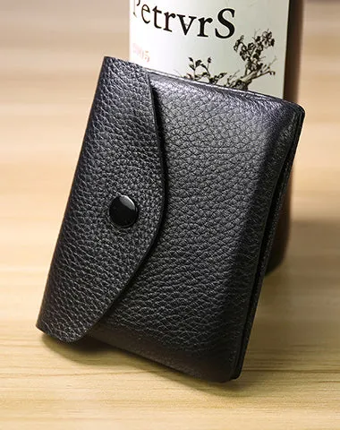 Cute Women Gray Leather Mini Billfold Wallet Handmade Coin Wallets Slim Change Wallets For Women