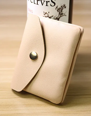 Cute Women Gray Leather Mini Billfold Wallet Handmade Coin Wallets Slim Change Wallets For Women