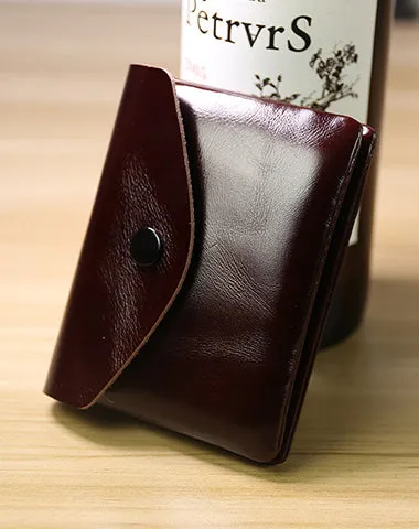 Cute Women Gray Leather Mini Billfold Wallet Handmade Coin Wallets Slim Change Wallets For Women