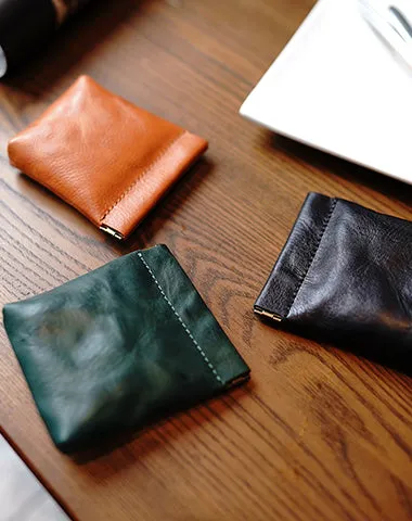 Cute Women Green Leather Change Wallet Slim Coin Wallets Headphone Case Cord Organizer For Women