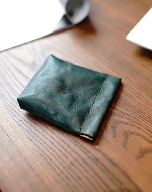 Cute Women Green Leather Change Wallet Slim Coin Wallets Headphone Case Cord Organizer For Women
