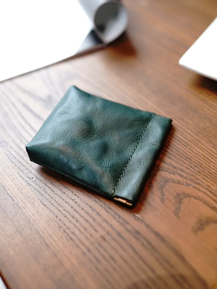 Cute Women Green Leather Change Wallet Slim Coin Wallets Headphone Case Cord Organizer For Women