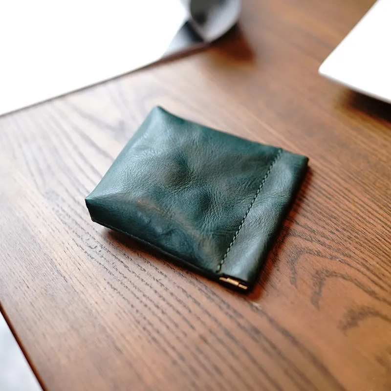 Cute Women Green Leather Change Wallet Slim Coin Wallets Headphone Case Cord Organizer For Women
