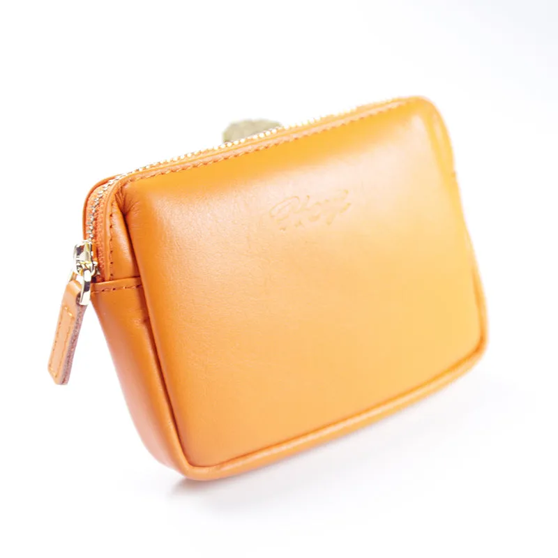 Cute Women Green Leather Mini Zip Billfold Wallet Coin Wallet Small Zip Change Wallets For Women