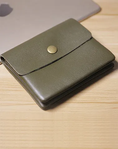 Cute Women Green Leather Mini Zip Coin Wallets Change Wallets Slim Billfold Wallet For Women