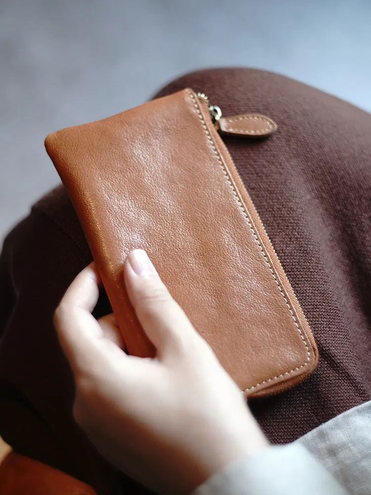 Cute Women Green Zip Leather Wallet Zip Clutch Wallet Slim Zip Wallet For Women