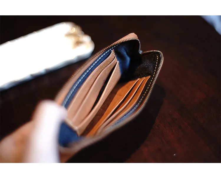 Cute Women Green Zip Leather Wallet Zip Clutch Wallet Slim Zip Wallet For Women