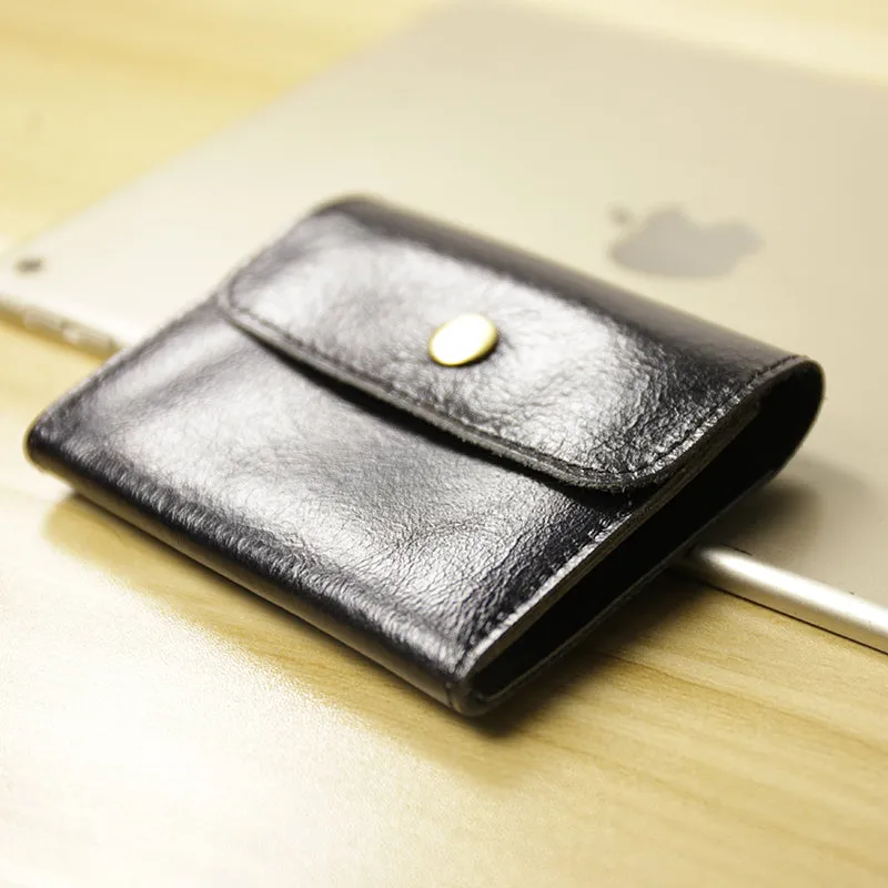 Cute Women Leather Mini Zip Coin Wallet Black Change Wallets Slim Billfold Wallet For Women