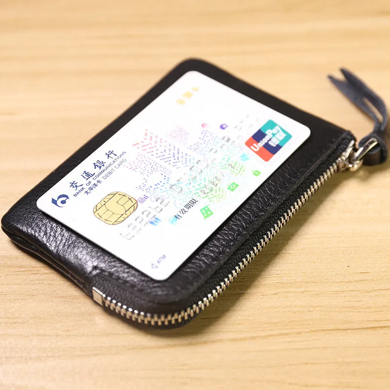 Cute Women Leather Mini Zip Coin Wallet Navy Coin Wallets Small Slim Zip Change Wallet For Women