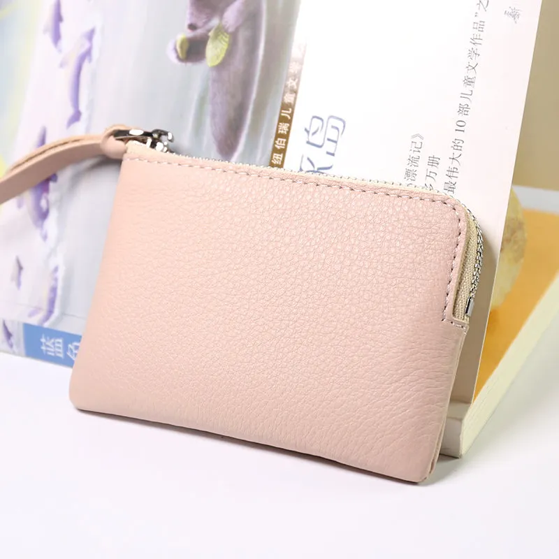 Cute Women Leather Mini Zip Coin Wallet Navy Coin Wallets Small Slim Zip Change Wallet For Women