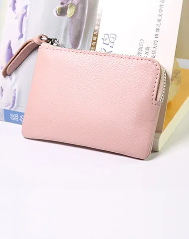 Cute Women Leather Mini Zip Coin Wallet Navy Coin Wallets Small Slim Zip Change Wallet For Women
