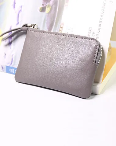 Cute Women Leather Mini Zip Coin Wallet Navy Coin Wallets Small Slim Zip Change Wallet For Women