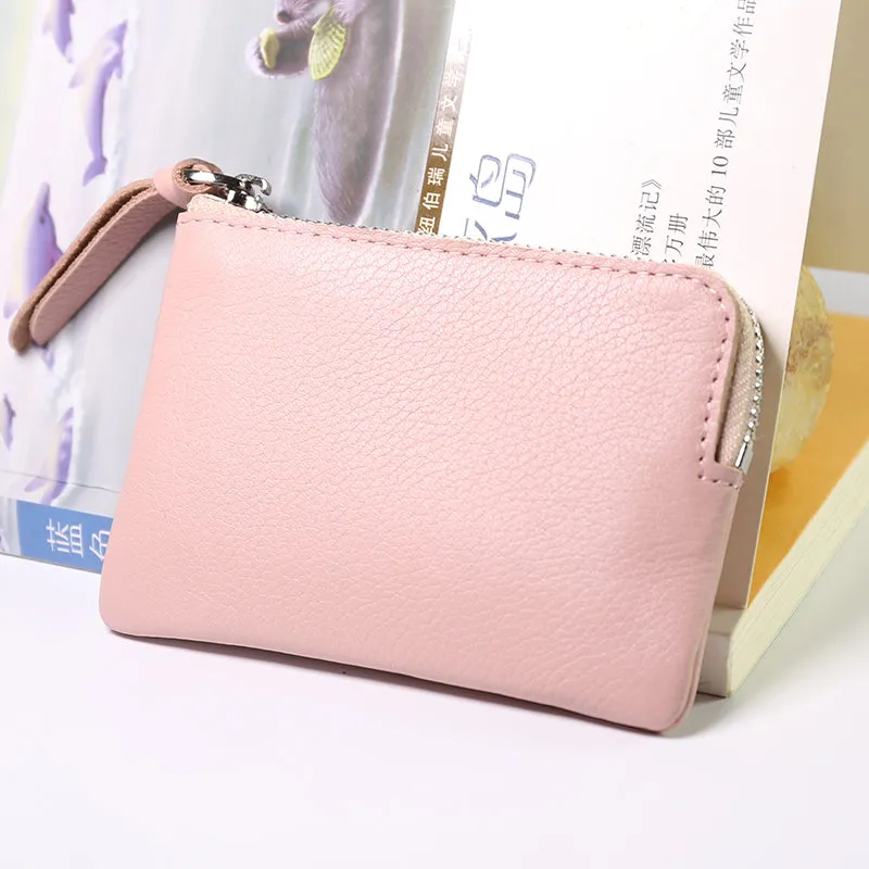 Cute Women Leather Mini Zip Coin Wallet Navy Coin Wallets Small Slim Zip Change Wallet For Women