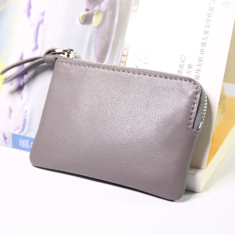 Cute Women Leather Mini Zip Coin Wallet Navy Coin Wallets Small Slim Zip Change Wallet For Women