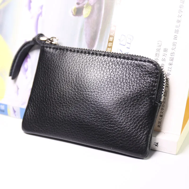 Cute Women Leather Mini Zip Coin Wallet Navy Coin Wallets Small Slim Zip Change Wallet For Women