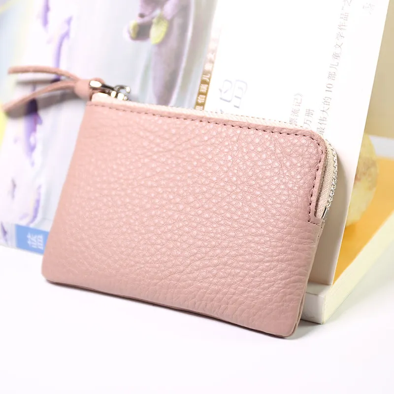 Cute Women Leather Mini Zip Coin Wallet Navy Coin Wallets Small Slim Zip Change Wallet For Women