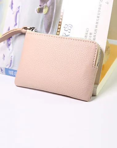 Cute Women Leather Mini Zip Coin Wallet Navy Coin Wallets Small Slim Zip Change Wallet For Women