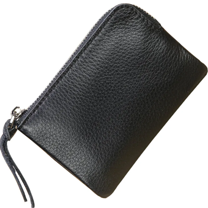 Cute Women Leather Mini Zip Coin Wallet Navy Coin Wallets Small Slim Zip Change Wallet For Women