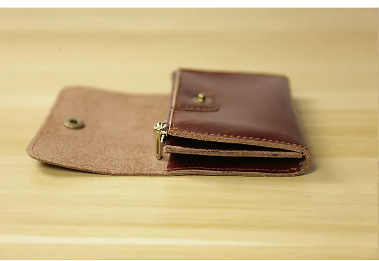 Cute Women Leather Mini Zip Coin Wallet Tan Change Wallets Slim Billfold Wallet For Women