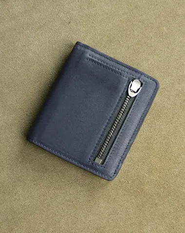 Cute Women Light Black Leather Small Bifold Wallet Billfold Wallet with Coin Pocket For Women
