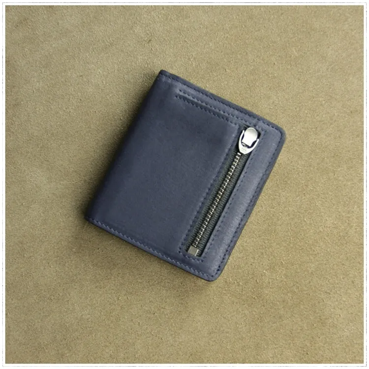 Cute Women Light Black Leather Small Bifold Wallet Billfold Wallet with Coin Pocket For Women