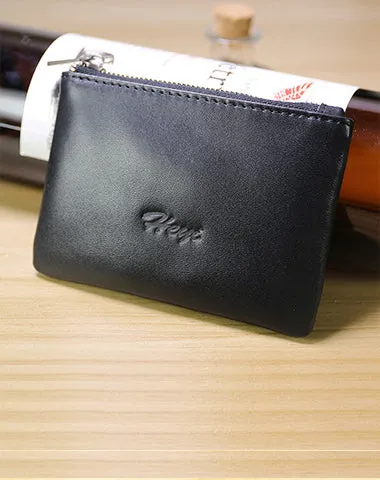 Cute Women Navy Leather Mini Zip Coin Wallet Change Wallet Zipper Change Wallet For Women