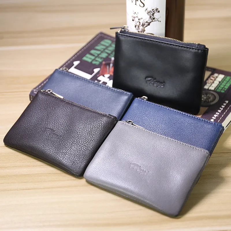 Cute Women Navy Leather Mini Zip Coin Wallet Change Wallet Zipper Change Wallet For Women