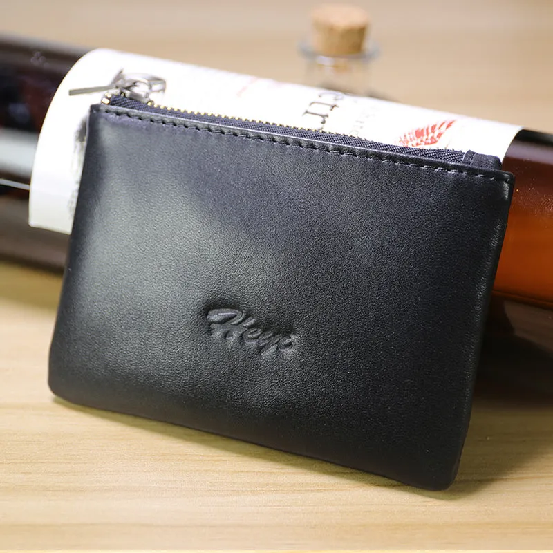 Cute Women Navy Leather Mini Zip Coin Wallet Change Wallet Zipper Change Wallet For Women